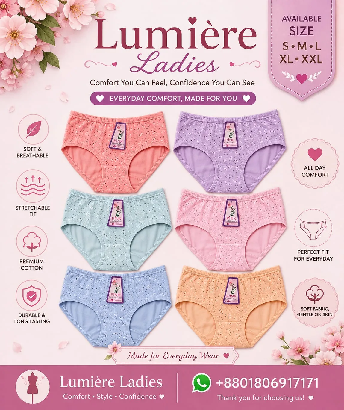 Lumière Ladies Floral Soft Cotton Panty